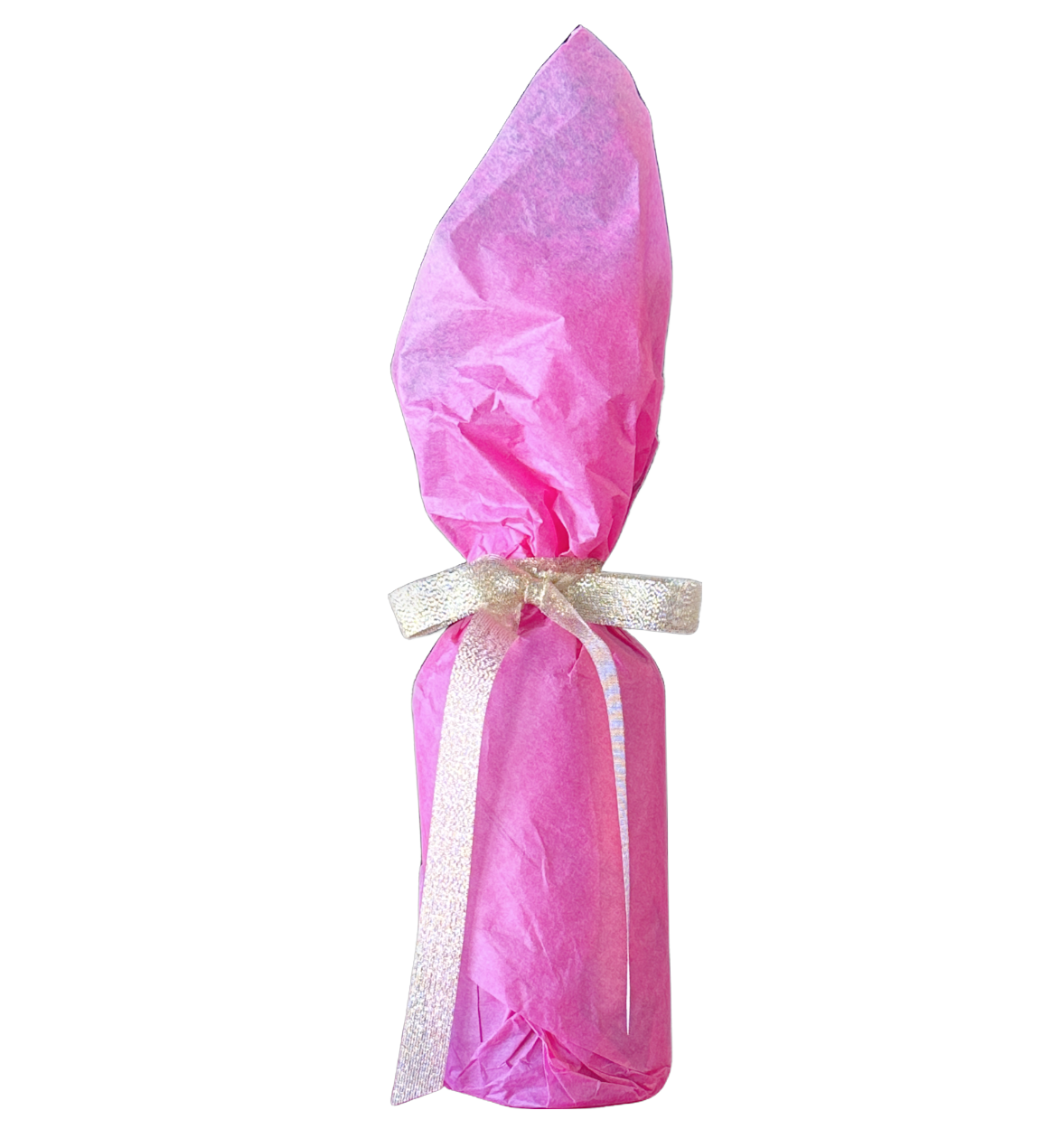 Bottle wrapped in pink paper