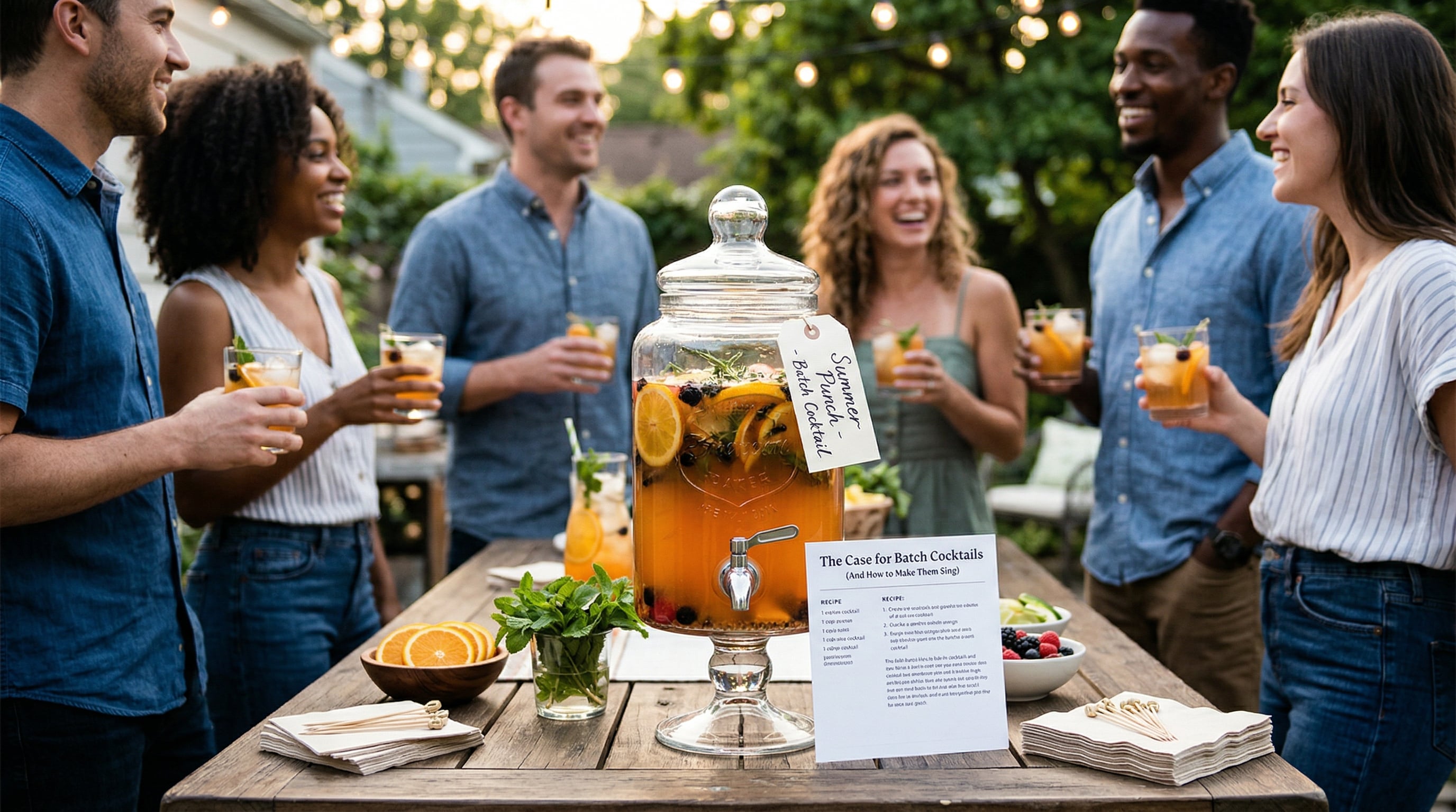 A group of friends enjoying a back yard happy hour